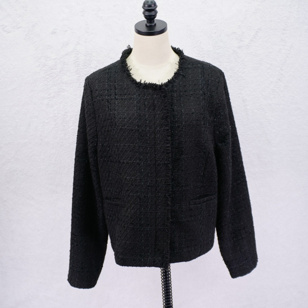 Jaclyn Smith XL Black Knit‎ Polyester Full Zip Jacket Fully Lined